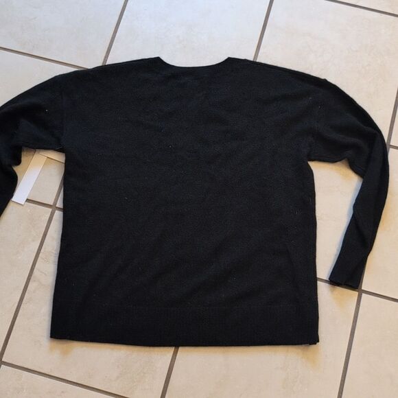 NWT Aqua Cashmere Sweater Bellissima Black Crew Neck Size S - Picture 4 of 11